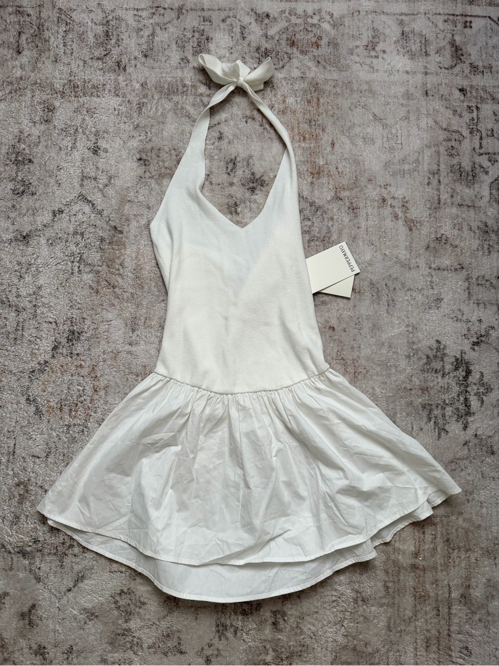 Peppermayo White Halter Mini Dress